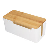 Cable Management Box Stylish Extension Socket Cord Organizer Box with Cover for Router Desk Power Strip - Extra Image