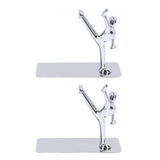 2Pcs Metal Book Ends Unique Men Design Simple Fashionable Decorative Bookends for Home Office Bar Restaurant - Front View