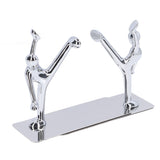 2Pcs Metal Book Ends Unique Men Design Simple Fashionable Decorative Bookends for Home Office Bar Restaurant - Close-Up Angle