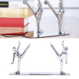 2Pcs Metal Book Ends Unique Men Design Simple Fashionable Decorative Bookends for Home Office Bar Restaurant - Extra Image