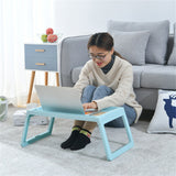 Laptop Bed Tray Table Portable Lightweight Mini Picnic Table for Laptop Working Writing Blue - Side View