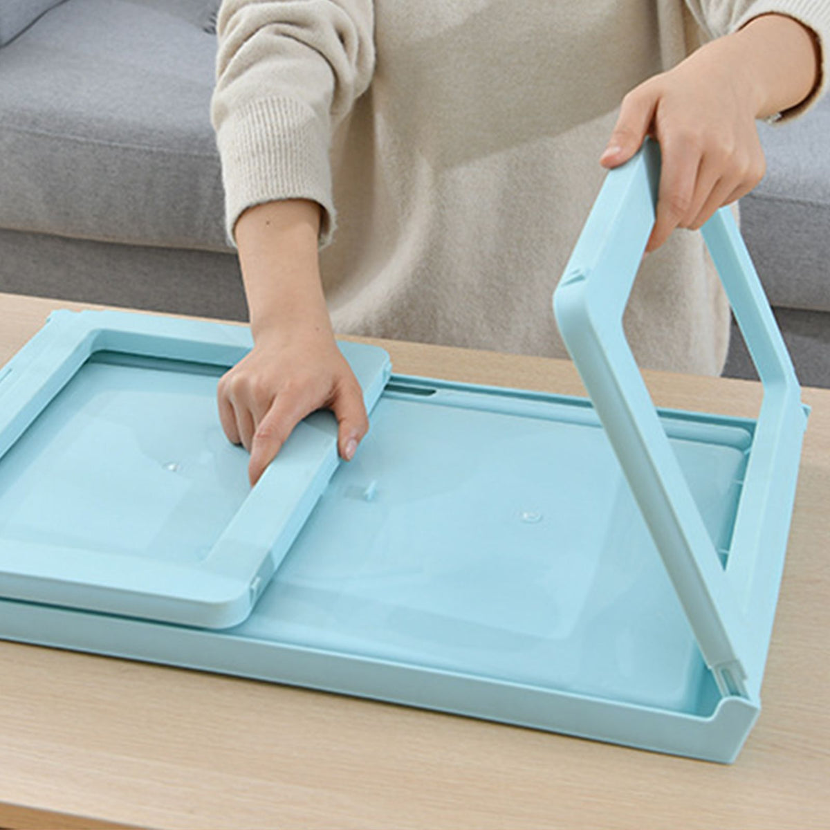 Laptop Bed Tray Table Portable Lightweight Mini Picnic Table for Laptop Working Writing Blue
