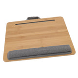 Laptop Table Multifunction Bamboo Lap Desk Bed Tray with Cushion for Reading Writing Playing - Front View