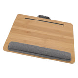 Laptop Table Multifunction Bamboo Lap Desk Bed Tray with Cushion for Reading Writing Playing - Side View