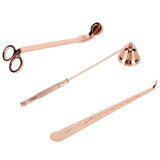 3PCS Candle Accessory Set Candle Wick Trimmer Cutter Snuffer Extinguisher Wick Dipper Gift SuppliesRose Gold - Front View
