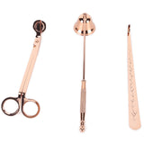 3PCS Candle Accessory Set Candle Wick Trimmer Cutter Snuffer Extinguisher Wick Dipper Gift SuppliesRose Gold - Side View