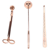 3PCS Candle Accessory Set Candle Wick Trimmer Cutter Snuffer Extinguisher Wick Dipper Gift SuppliesRose Gold
