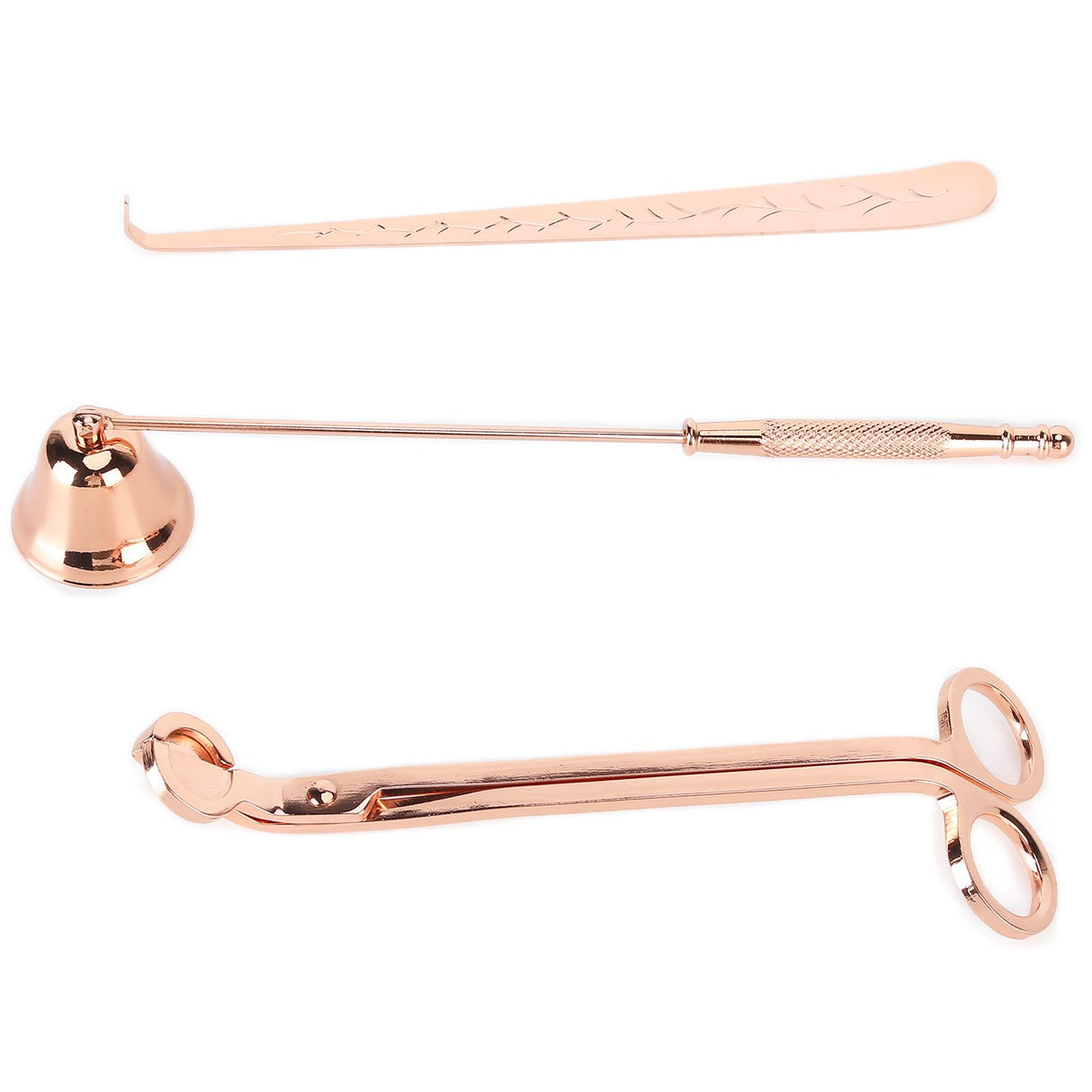 3PCS Candle Accessory Set Candle Wick Trimmer Cutter Snuffer Extinguisher Wick Dipper Gift SuppliesRose Gold