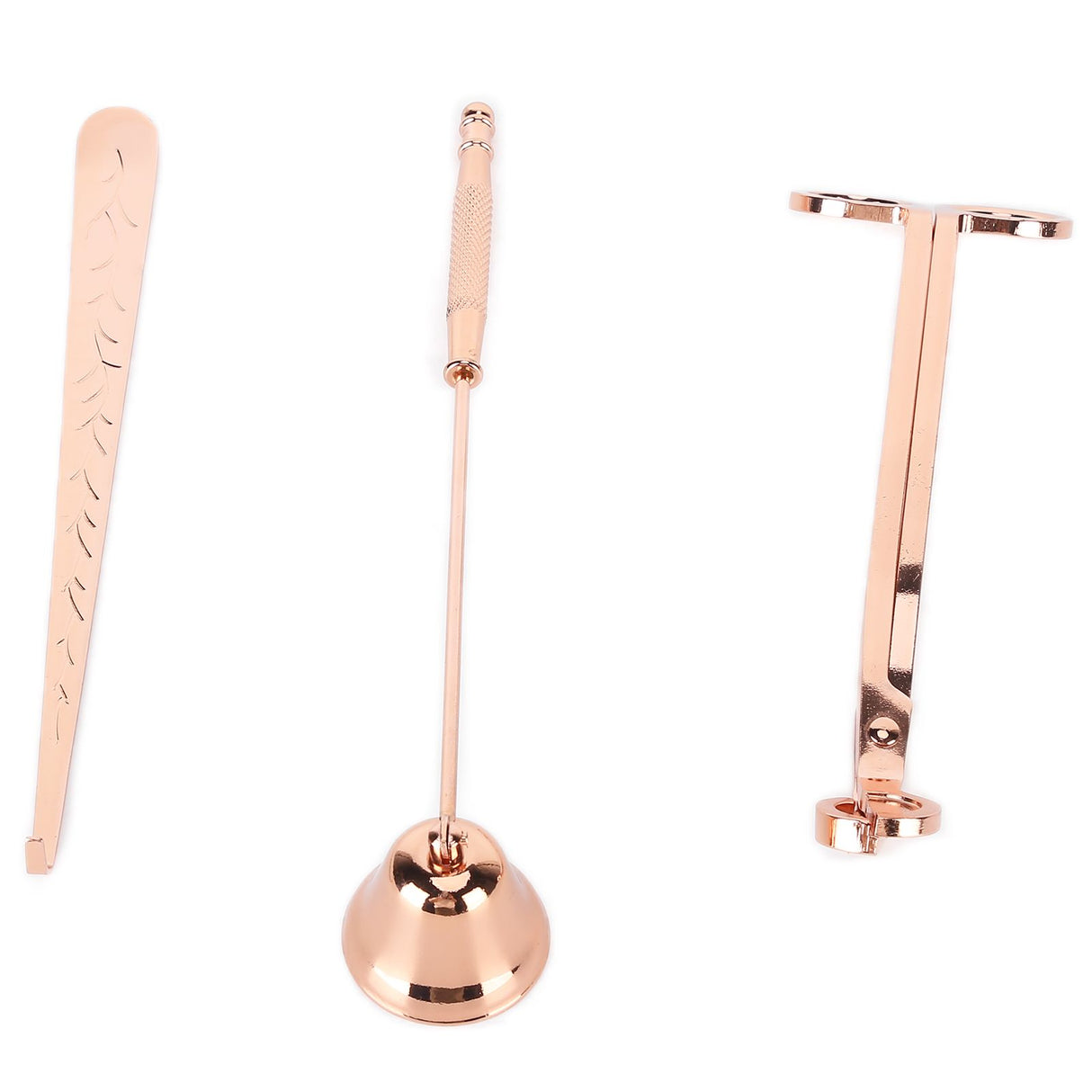 3PCS Candle Accessory Set Candle Wick Trimmer Cutter Snuffer Extinguisher Wick Dipper Gift SuppliesRose Gold
