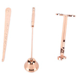 3PCS Candle Accessory Set Candle Wick Trimmer Cutter Snuffer Extinguisher Wick Dipper Gift SuppliesRose Gold