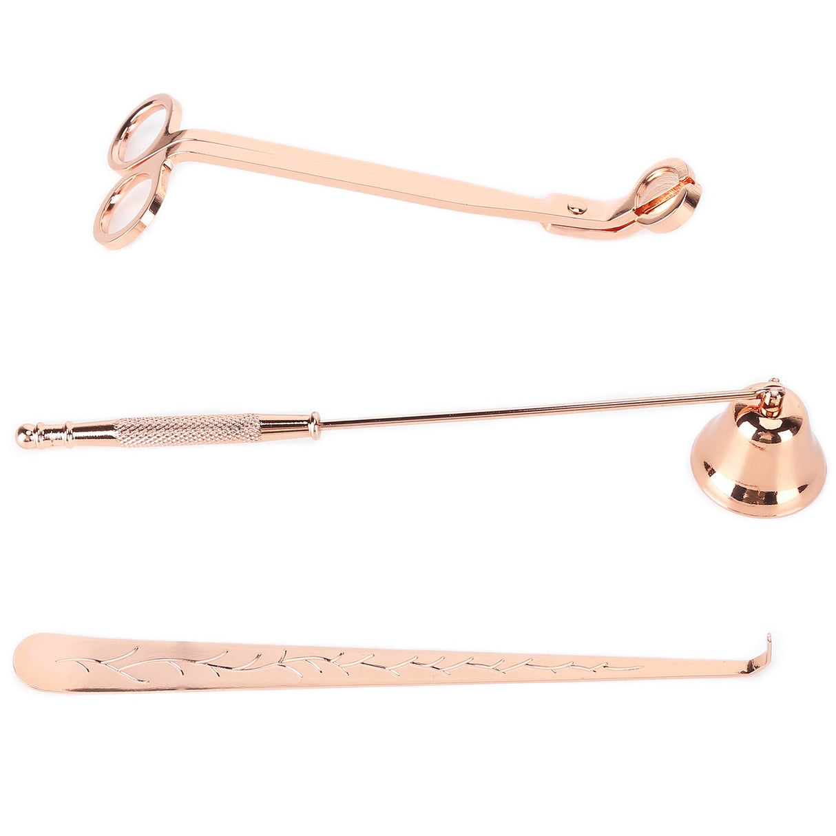 3PCS Candle Accessory Set Candle Wick Trimmer Cutter Snuffer Extinguisher Wick Dipper Gift SuppliesRose Gold
