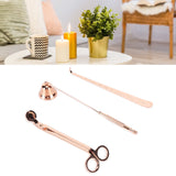 3PCS Candle Accessory Set Candle Wick Trimmer Cutter Snuffer Extinguisher Wick Dipper Gift SuppliesRose Gold
