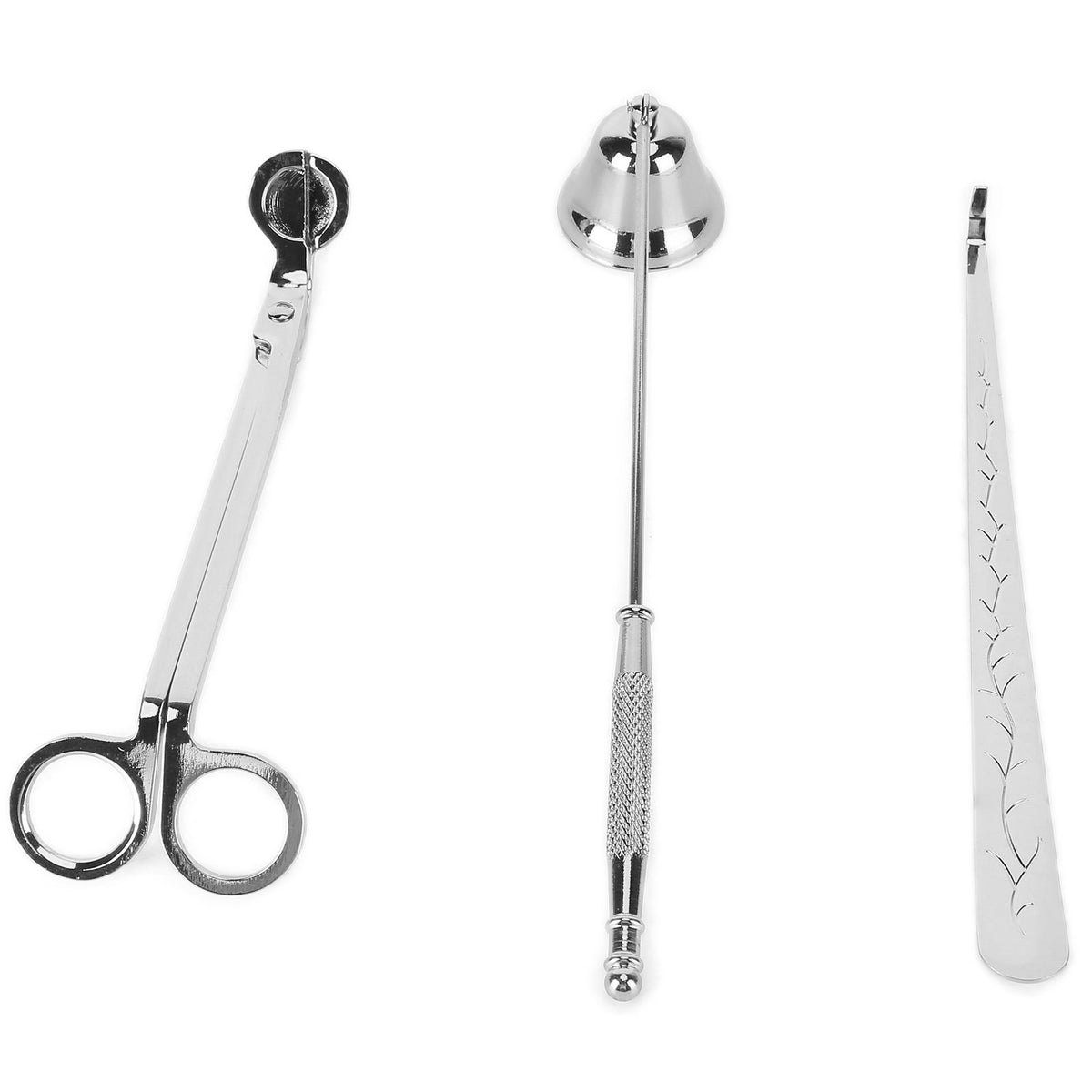 3PCS Candle Accessory Set Candle Wick Trimmer Cutter Snuffer Extinguisher Wick Dipper Gift SuppliesSilver