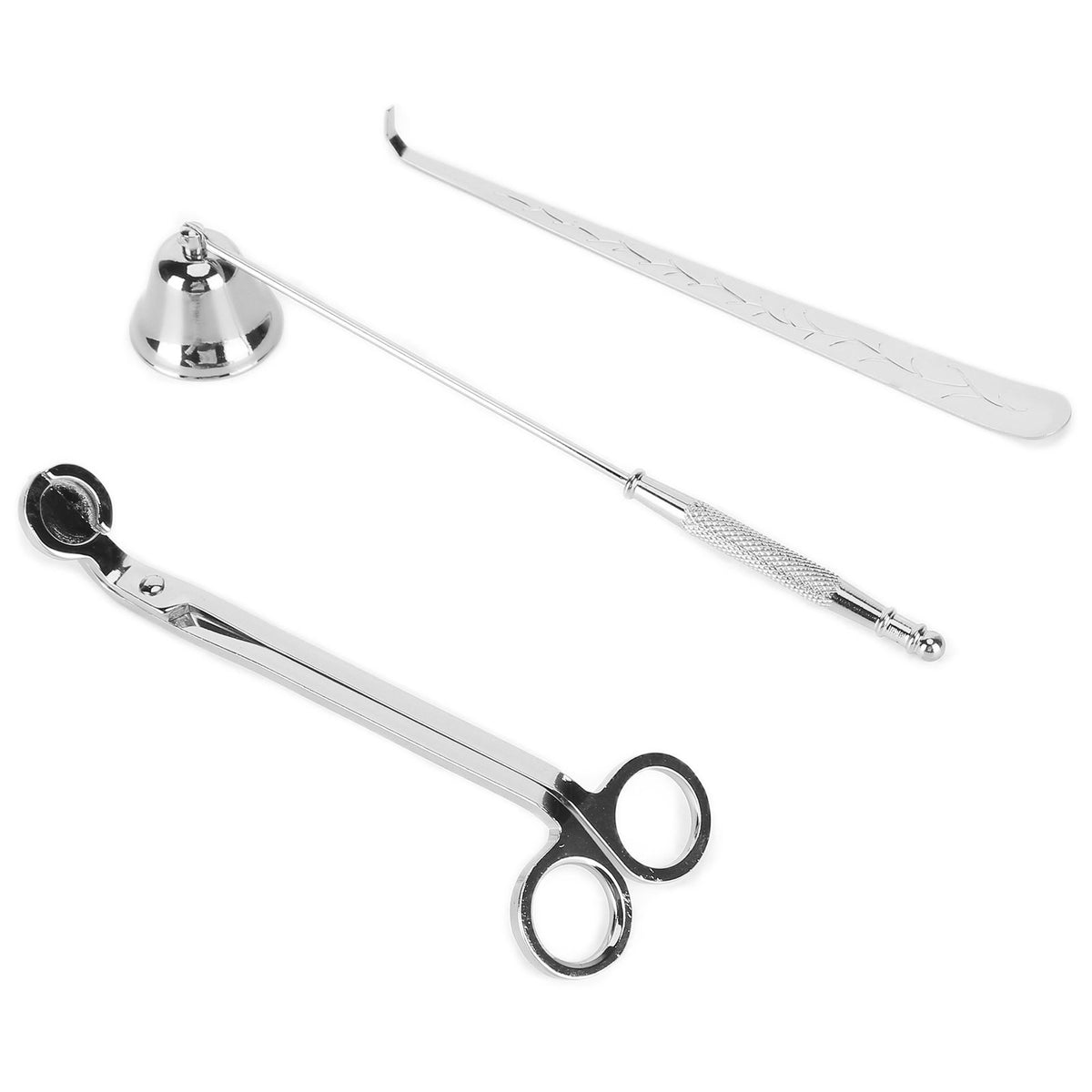 3PCS Candle Accessory Set Candle Wick Trimmer Cutter Snuffer Extinguisher Wick Dipper Gift SuppliesSilver