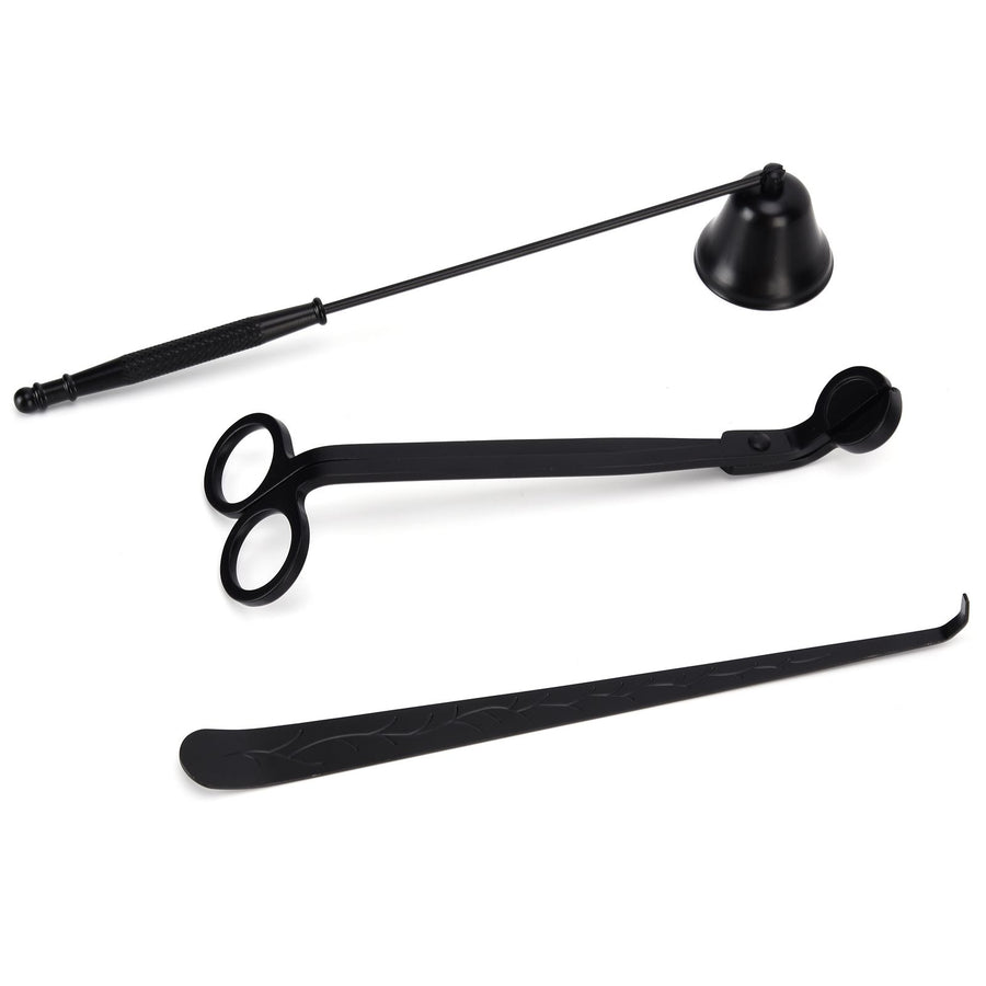 3PCS Candle Accessory Set Candle Wick Trimmer Cutter Snuffer Extinguisher Wick Dipper Gift SuppliesBlack