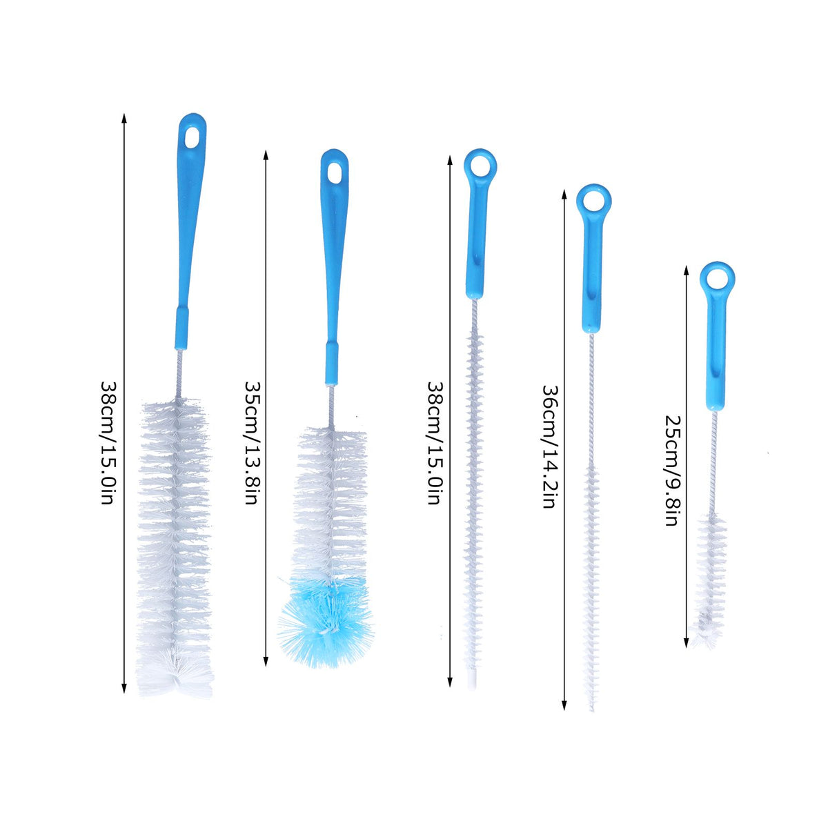 Water Bottle Brush 5pcs Long Handle Cleaning Brush for Narrow Neck Water Bottle Baby Bottle Coffee GrinderBlue