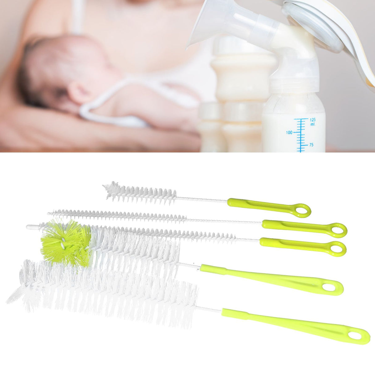 Water Bottle Brush 5pcs Long Handle Cleaning Brush for Narrow Neck Water Bottle Baby Bottle Coffee GrinderGreen
