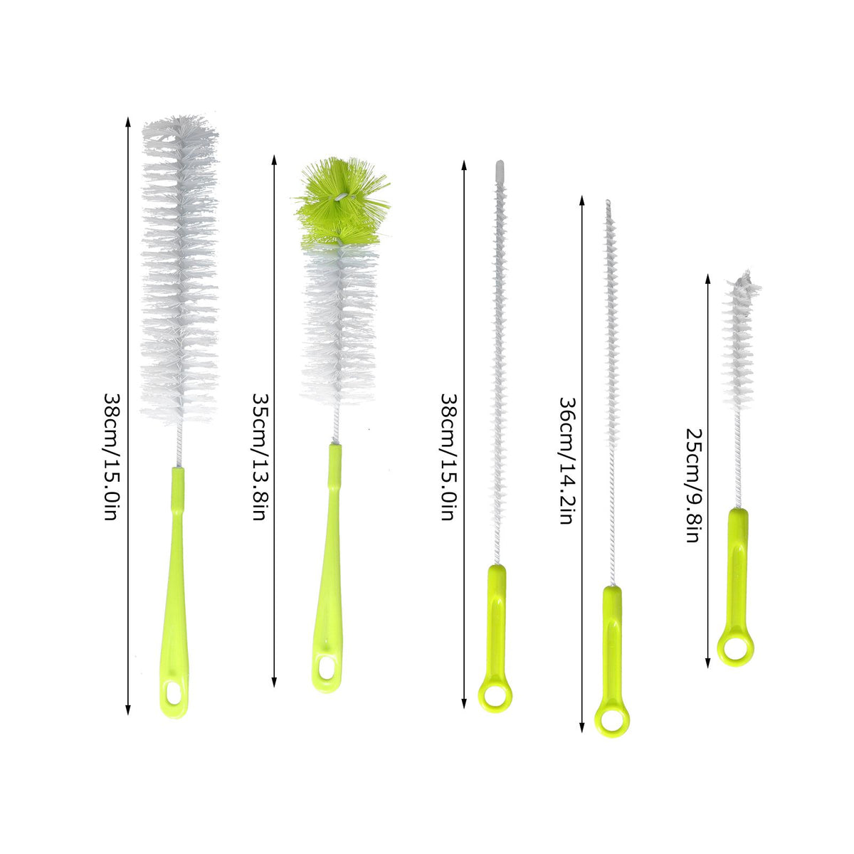 Water Bottle Brush 5pcs Long Handle Cleaning Brush for Narrow Neck Water Bottle Baby Bottle Coffee GrinderGreen