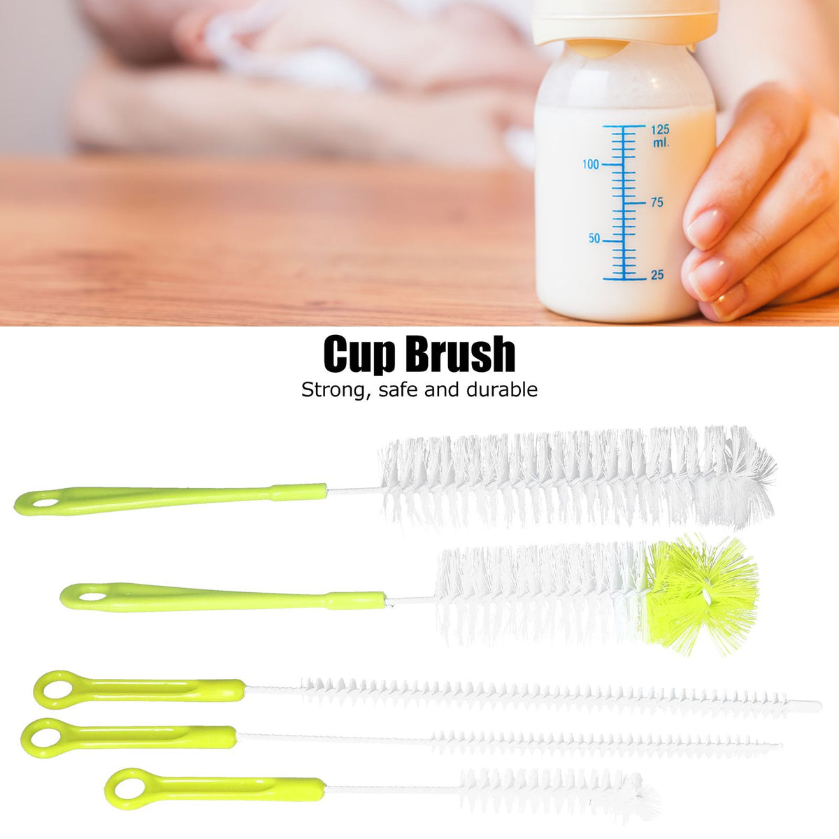 Water Bottle Brush 5pcs Long Handle Cleaning Brush for Narrow Neck Water Bottle Baby Bottle Coffee GrinderGreen