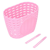 Children Bike Basket Thickened Plastic Wear Resistant and Durable Children's Bicycle Stroller Shopping Hanging BasketPink - Front View
