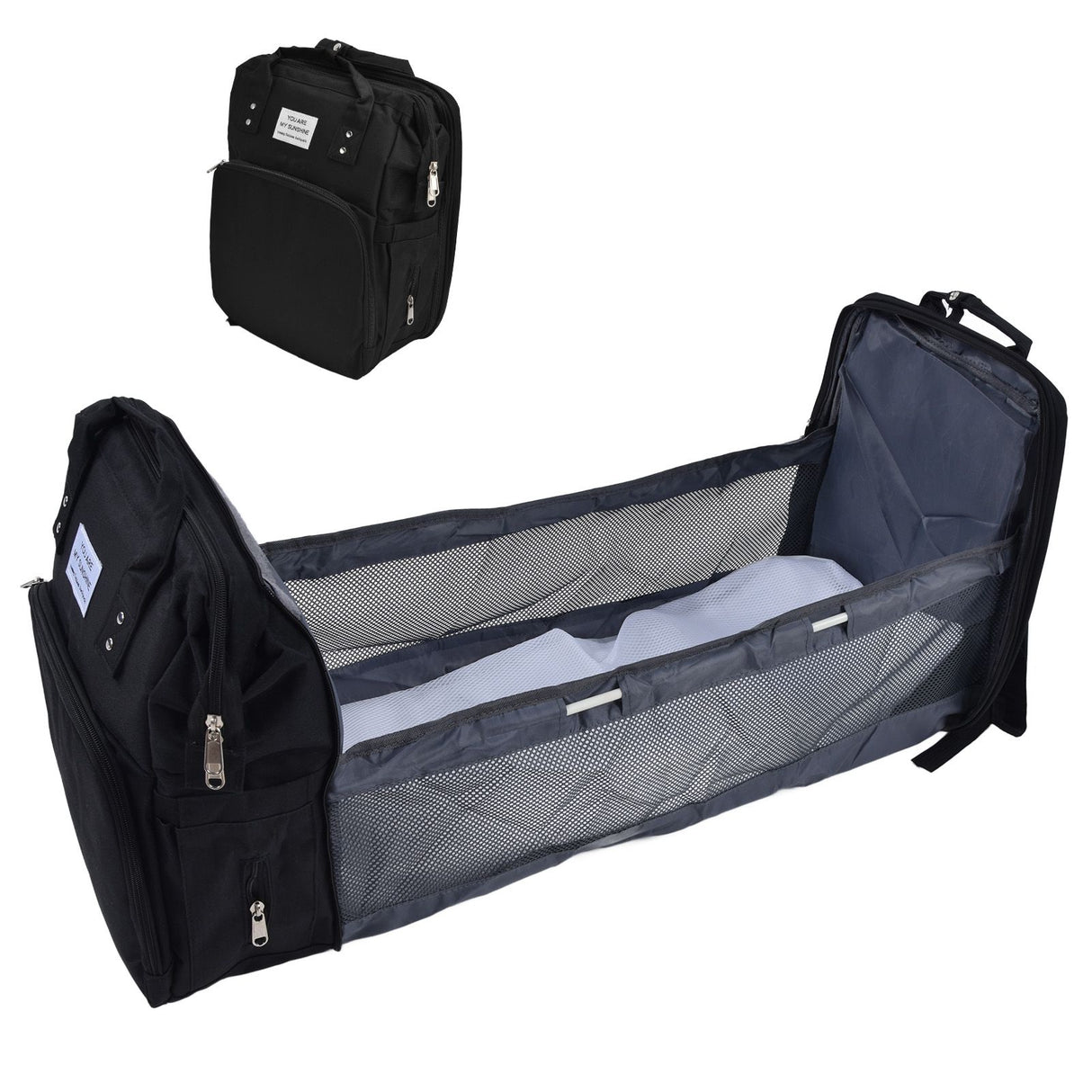 Backpack Multifunctional Foldable Large Capacity Baby Diaper Storage Bag for TravelBlack