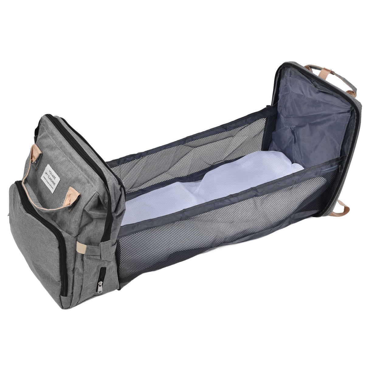 Backpack Multifunctional Foldable Large Capacity Baby Diaper Storage Bag for TravelLight Grey