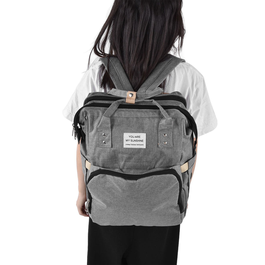 Backpack Multifunctional Foldable Large Capacity Baby Diaper Storage Bag for TravelLight Grey