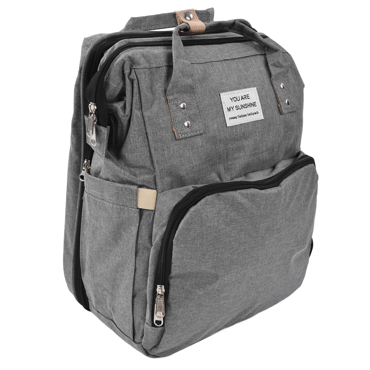 Backpack Multifunctional Foldable Large Capacity Baby Diaper Storage Bag for TravelLight Grey