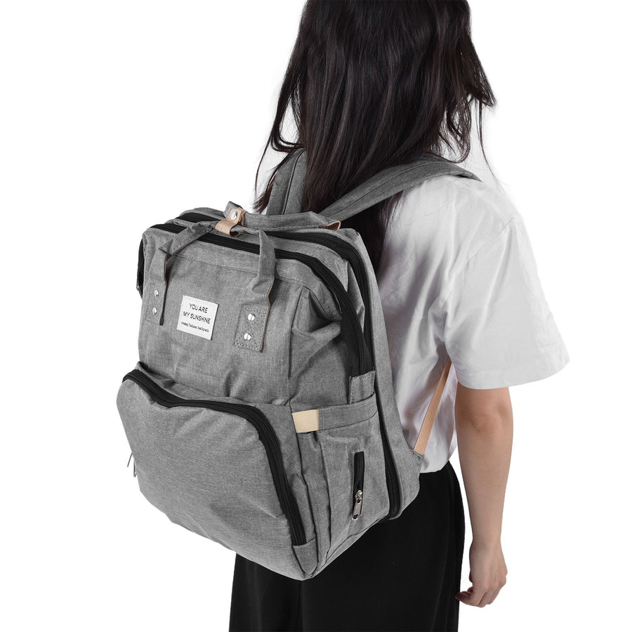 Backpack Multifunctional Foldable Large Capacity Baby Diaper Storage Bag for TravelLight Grey