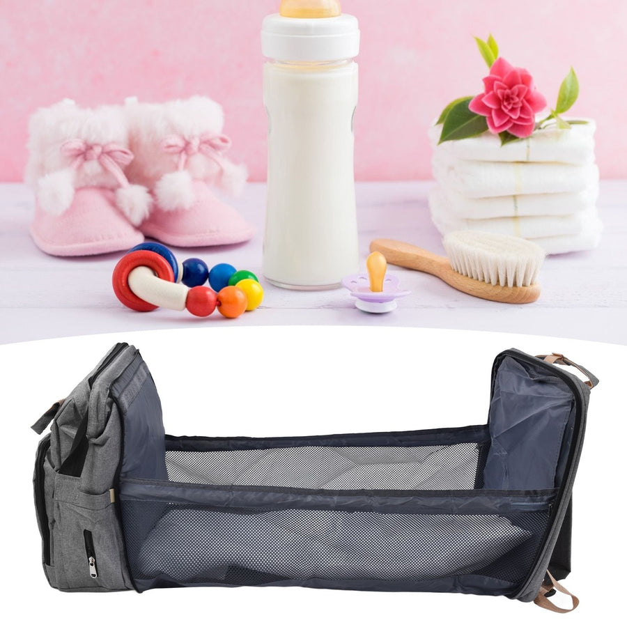 Backpack Multifunctional Foldable Large Capacity Baby Diaper Storage Bag for TravelLight Grey