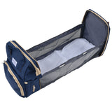 Backpack Multifunctional Foldable Large Capacity Baby Diaper Storage Bag for TravelDark Blue - Side View