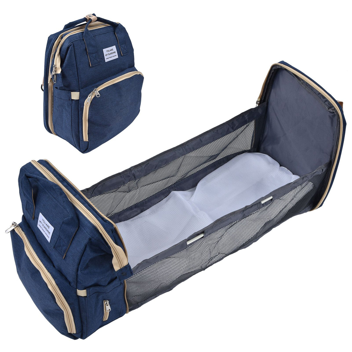 Backpack Multifunctional Foldable Large Capacity Baby Diaper Storage Bag for TravelDark Blue