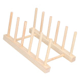 Bamboo Dish Plate Lightweight Portable Environmental Friendly Durable Pine Wood Dish Rack5 Grids 23cm - Top-Down View