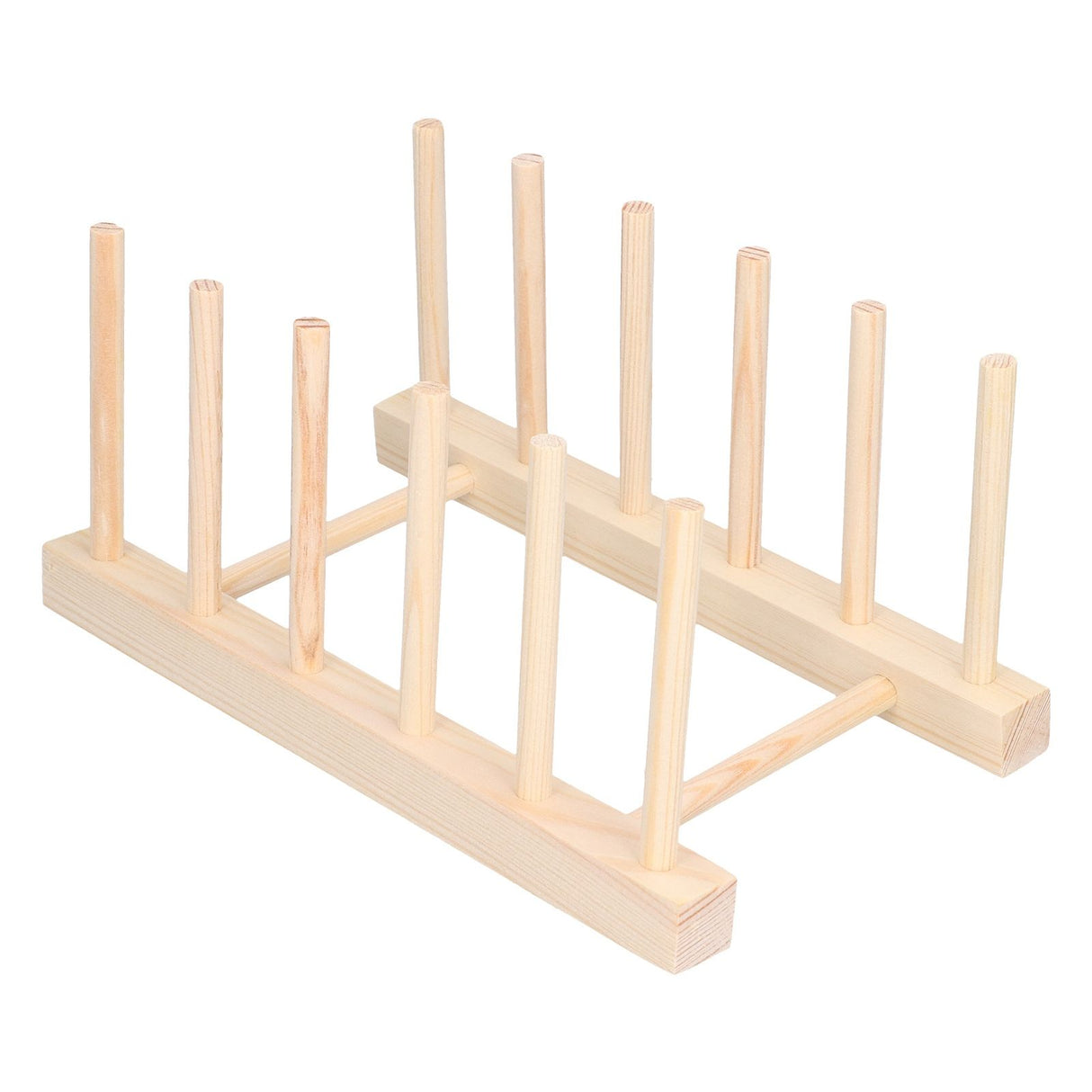 Bamboo Dish Plate Lightweight Portable Environmental Friendly Durable Pine Wood Dish Rack5 Grids 23cm