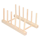Bamboo Dish Plate Lightweight Portable Environmental Friendly Durable Pine Wood Dish Rack5 Grids 23cm