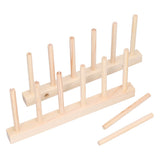 Bamboo Dish Plate Lightweight Portable Environmental Friendly Durable Pine Wood Dish Rack5 Grids 23cm - Rear View