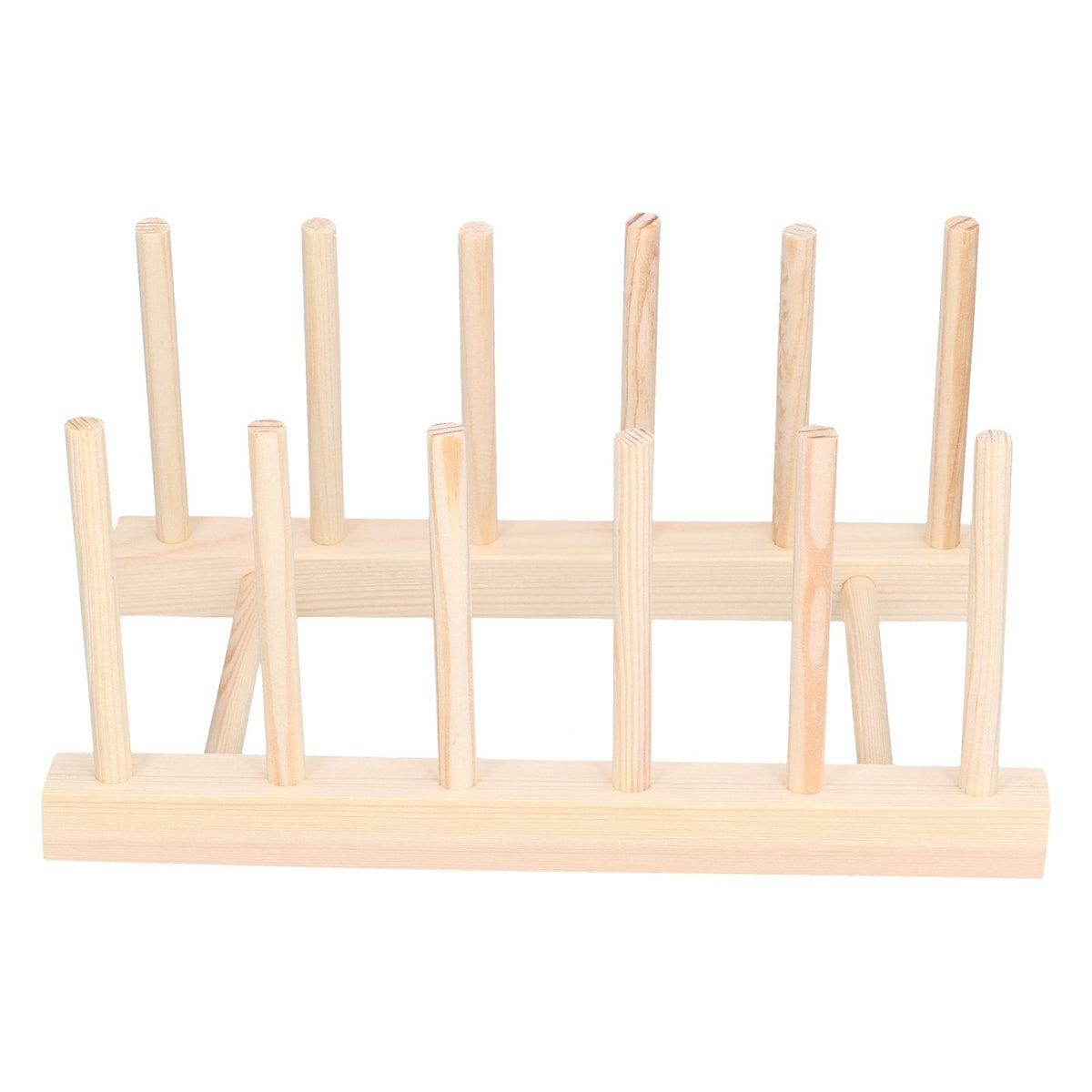 Bamboo Dish Plate Lightweight Portable Environmental Friendly Durable Pine Wood Dish Rack5 Grids 23cm