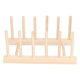Bamboo Dish Plate Lightweight Portable Environmental Friendly Durable Pine Wood Dish Rack5 Grids 23cm