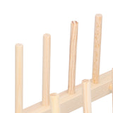 Bamboo Dish Plate Lightweight Portable Environmental Friendly Durable Pine Wood Dish Rack5 Grids 23cm - Extra Image