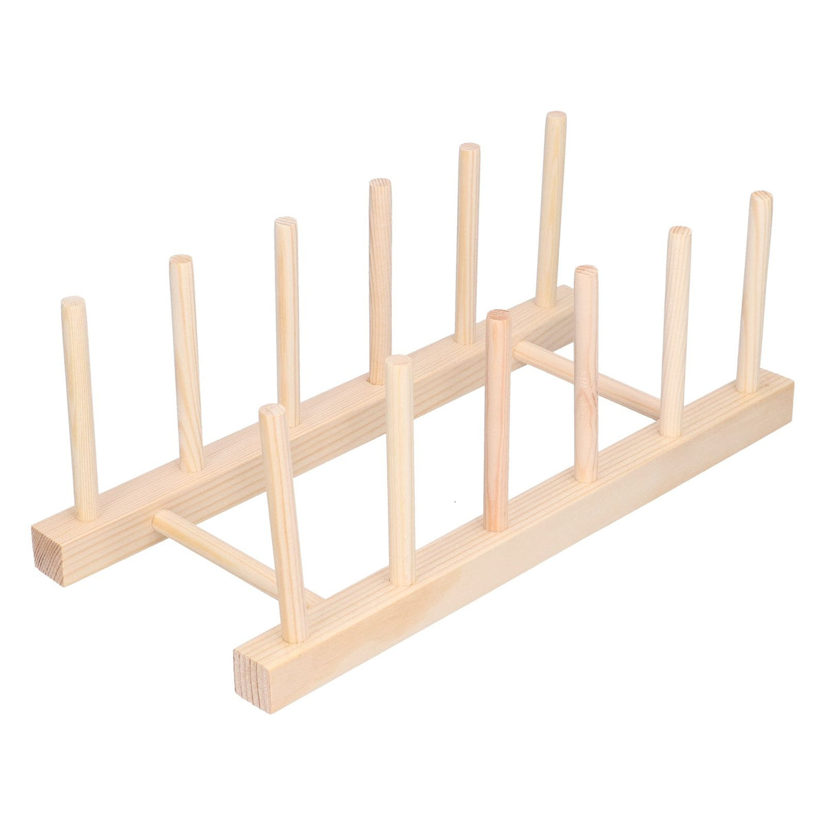 Bamboo Dish Plate Lightweight Portable Environmental Friendly Durable Pine Wood Dish Rack5 Grids 28cm