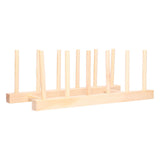 Bamboo Dish Plate Lightweight Portable Environmental Friendly Durable Pine Wood Dish Rack5 Grids 28cm