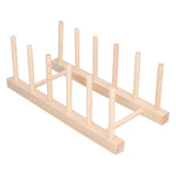 Bamboo Dish Plate Lightweight Portable Environmental Friendly Durable Pine Wood Dish Rack5 Grids 28cm - Top-Down View
