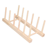Bamboo Dish Plate Lightweight Portable Environmental Friendly Durable Pine Wood Dish Rack5 Grids 28cm - Close-Up Angle