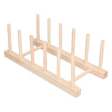 Bamboo Dish Plate Lightweight Portable Environmental Friendly Durable Pine Wood Dish Rack5 Grids 28cm - Low Angle