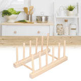 Bamboo Dish Plate Lightweight Portable Environmental Friendly Durable Pine Wood Dish Rack5 Grids 28cm - Extra Image