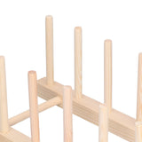 Bamboo Dish Plate Lightweight Portable Environmental Friendly Durable Pine Wood Dish Rack5 Grids 28cm