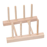 Bamboo Dish Plate Lightweight Portable Environmental Friendly Durable Pine Wood Dish Rack3 Grids 18cm - Front View