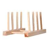 Bamboo Dish Plate Lightweight Portable Environmental Friendly Durable Pine Wood Dish Rack3 Grids 18cm