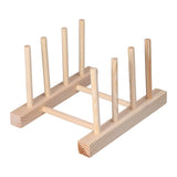 Bamboo Dish Plate Lightweight Portable Environmental Friendly Durable Pine Wood Dish Rack3 Grids 18cm - Close-Up Angle