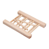 Bamboo Dish Plate Lightweight Portable Environmental Friendly Durable Pine Wood Dish Rack3 Grids 18cm